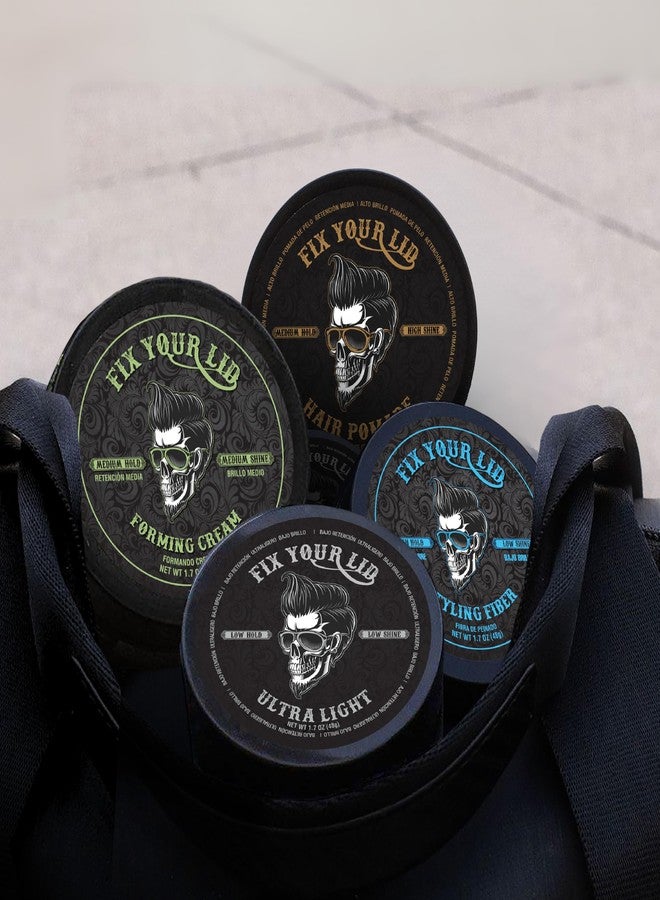Fix Your Lid Travel Variety Pack | 4pk 1.7oz - Ultra Light Pomade Low Hold - Forming Cream Medium Hold - Styling Fiber High Hold - Hair Pomade Medium Hold High Shine - Mens Hair Styling Set - Image 2